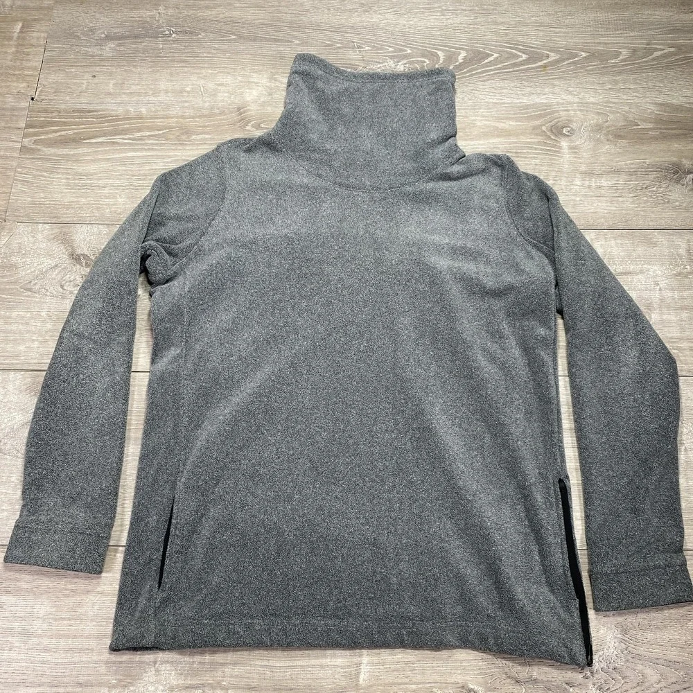 Nike Dri-Fit Pullover Womens Tunic L Gray Fleece Mock Neck AQ4690 Athletic Top